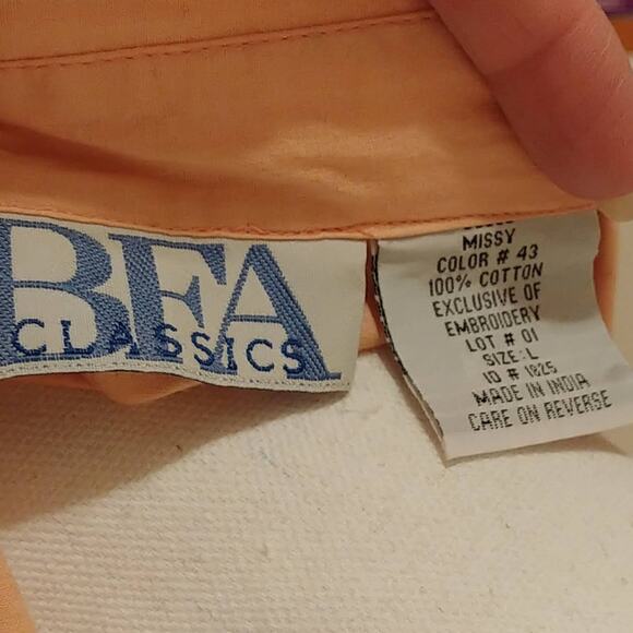 Vintage BFA Classics Top Button Down Embroidered Large - Picture 4 of 4